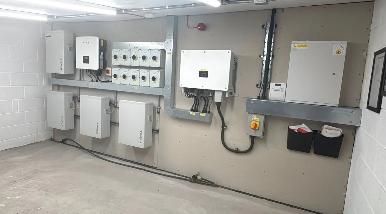 Renewables installation room with EV charger feed